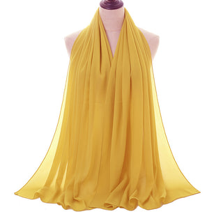 YW16#Long Muslim Shawl Plain Chiffon Simple Scarf