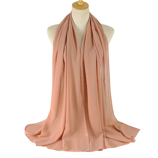 YW16#Long Muslim Shawl Plain Chiffon Simple Scarf