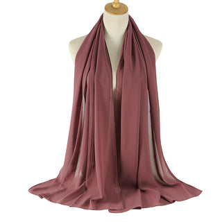 YW16#Long Muslim Shawl Plain Chiffon Simple Scarf