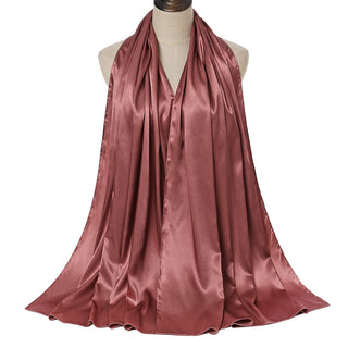 YW146#High-quality women's solid color satin imitation silk long scarf