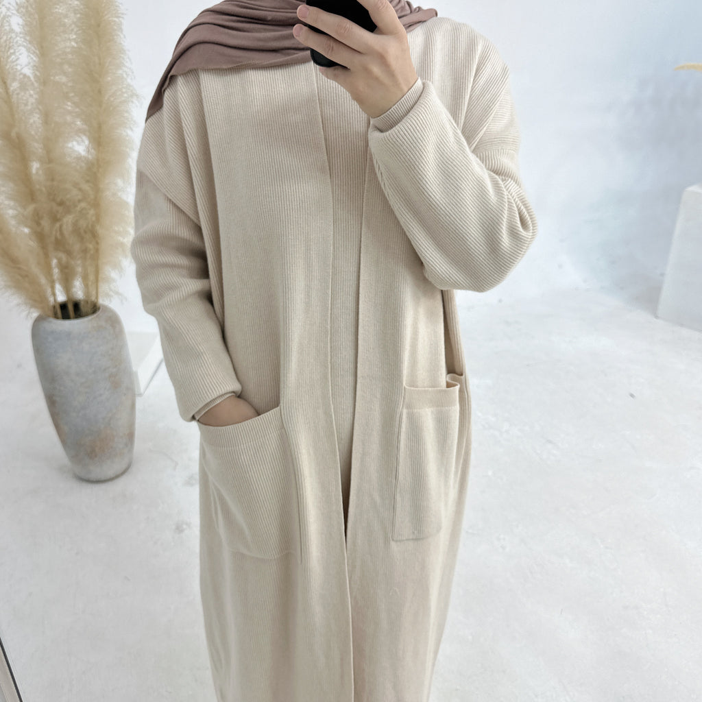 LR906+LR907#Sweater Modest Islamic Clothing Winter Women Muslim Dress and Cardigan  Kimono Abaya
