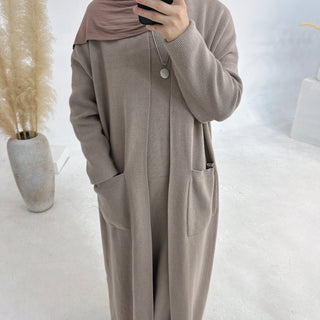 LR906+LR907#Sweater Modest Islamic Clothing Winter Women Muslim Dress and Cardigan  Kimono Abaya