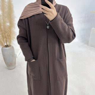 LR906+LR907#Sweater Modest Islamic Clothing Winter Women Muslim Dress and Cardigan  Kimono Abaya