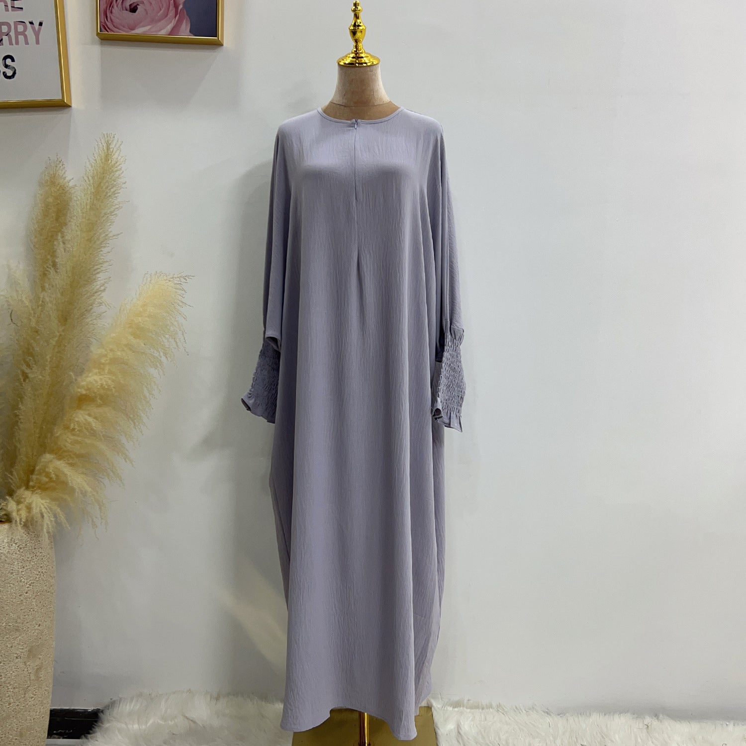 1616#2023 Islamic Clothing Closed Abaya Dresses for Muslim with Zipper in Front
