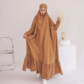 1617#EID New Prayer Abaya Ruffle Style Nida Jilbab_ Modest Dresses with Connected Hijab