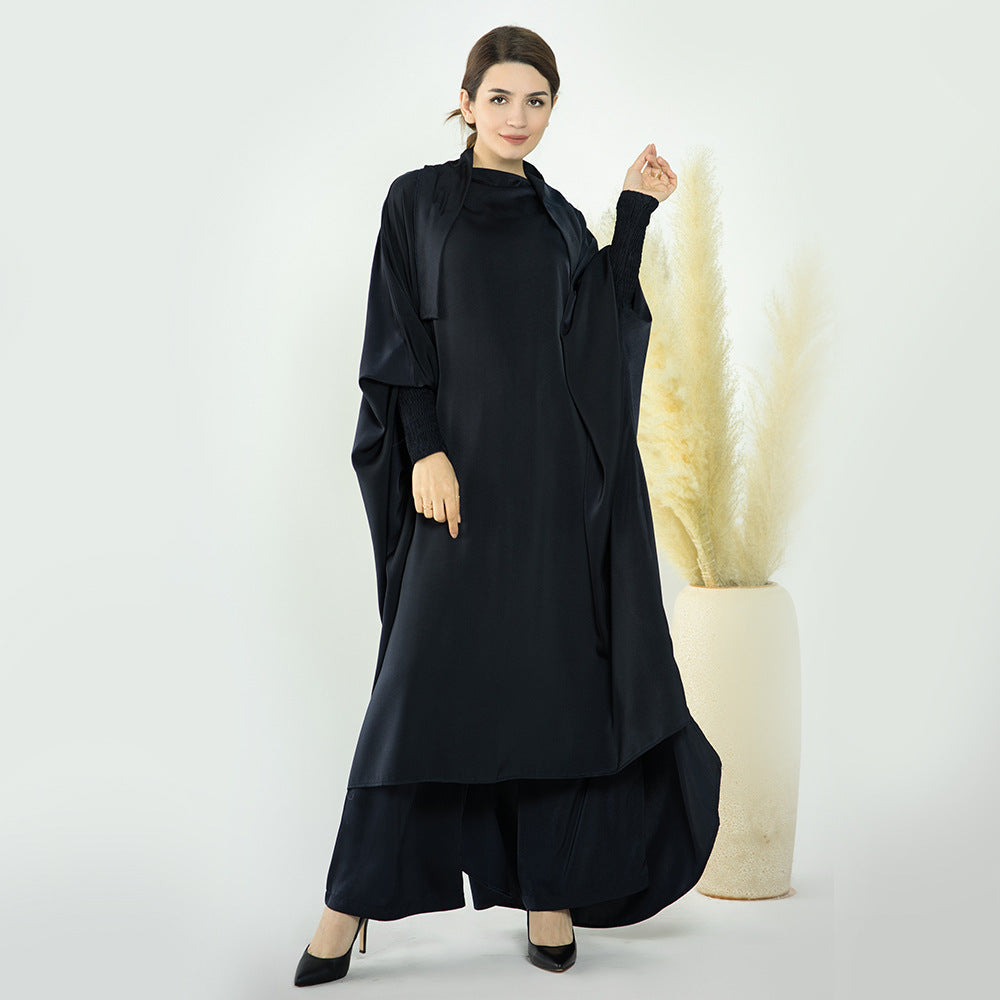 1572#Ladies Ramadan Islamic Clothing Top and Pants Abaya Set