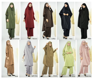 1572#Ladies Ramadan Islamic Clothing Two-Pieces Top and Pants Set