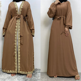 1893&6673 New Style Abaya With Dress 2 Pieces Set Women Muslim Open Abaya Dress Clothing Ramanda Cardigan