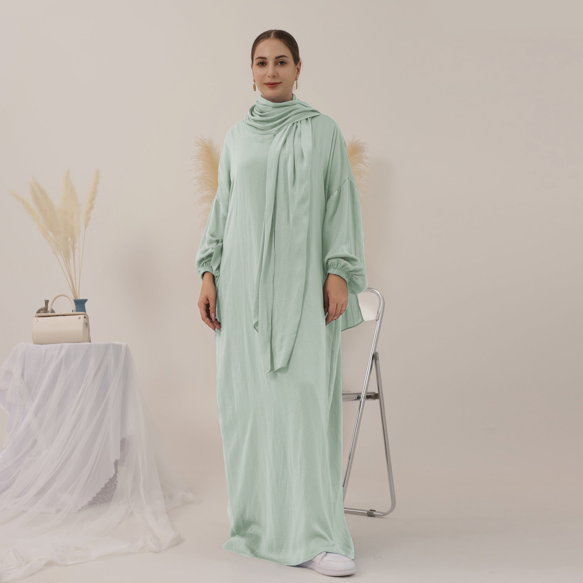1626#Women Muslim Dress Hoodie Modest Abaya with Attached Hijab