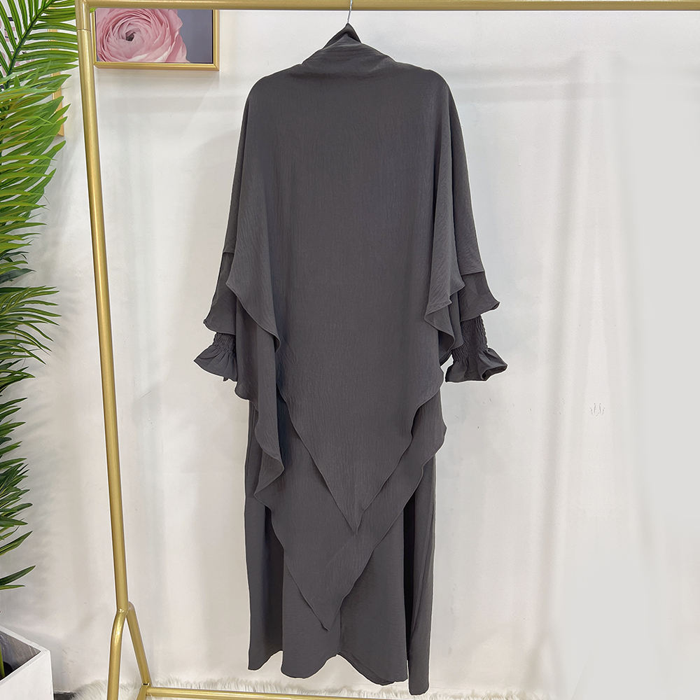 1616+1908#Drop Shipping Muslim Clothing 2 Layer Khimar  2pc EID Jilbab_ Abaya