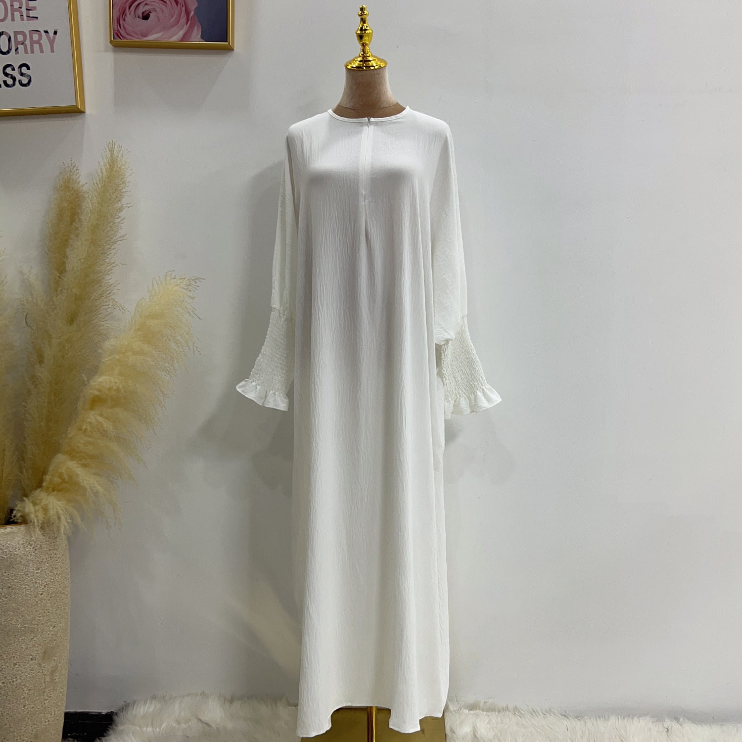 1616#2023 Islamic Clothing Closed Abaya Dresses for Muslim with Zipper in Front