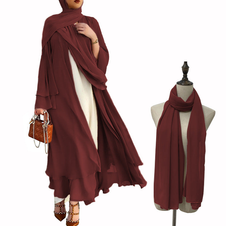 1875#New Arrival Solid Color Abaya Dubai Fashion Women Muslim Cardigan
