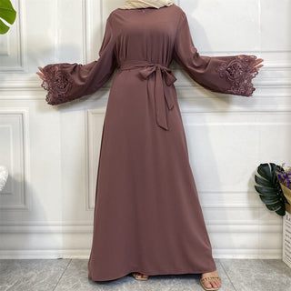 6659#Open zipper long sleeve maxi dresses for muslim women 6 colors