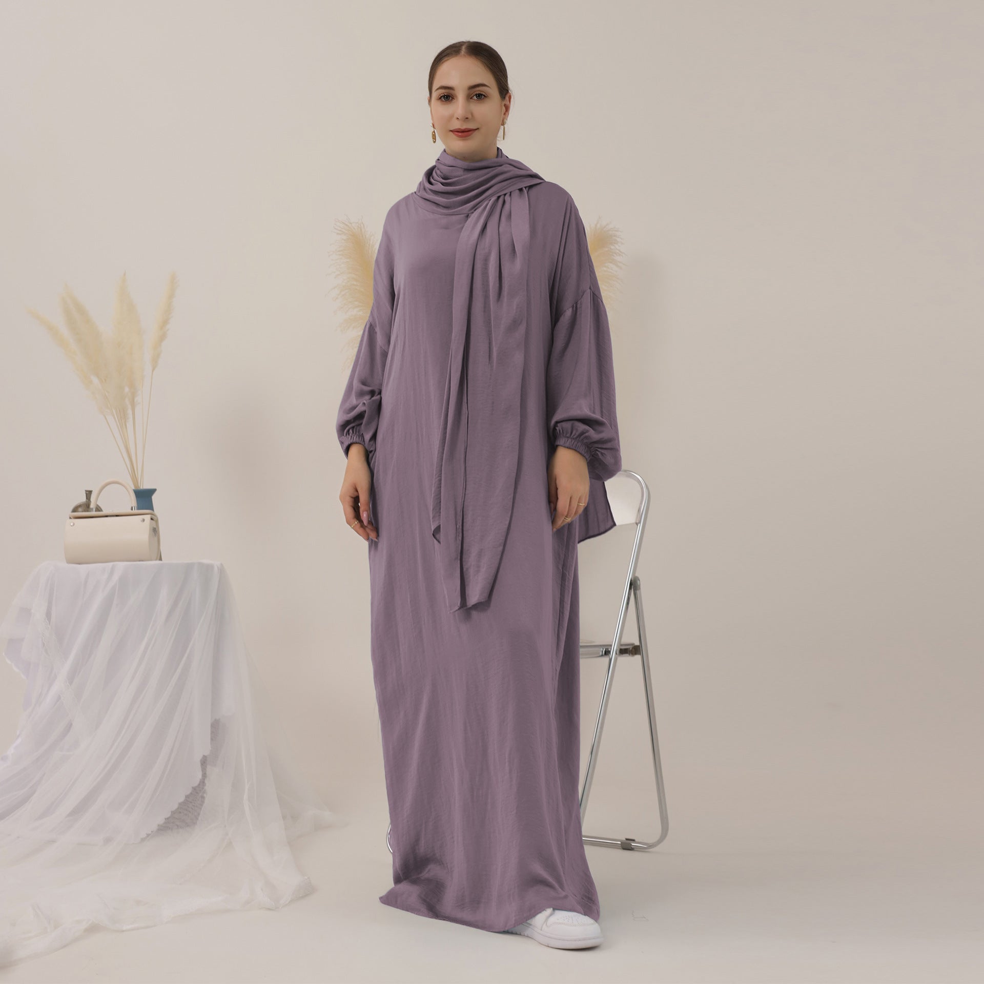 1626#Women Muslim Dress Hoodie Modest Abaya with Attached Hijab