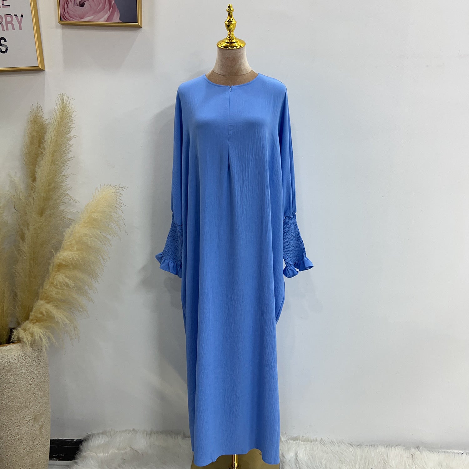 1616#2023 Islamic Clothing Closed Abaya Dresses for Muslim with Zipper in Front