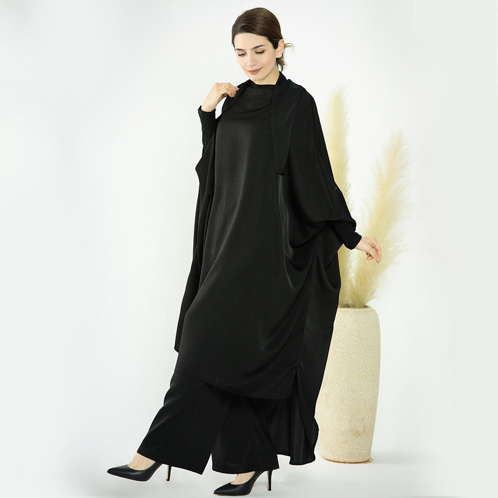 1572#Ladies Ramadan Islamic Clothing Two-Pieces Top and Pants Set