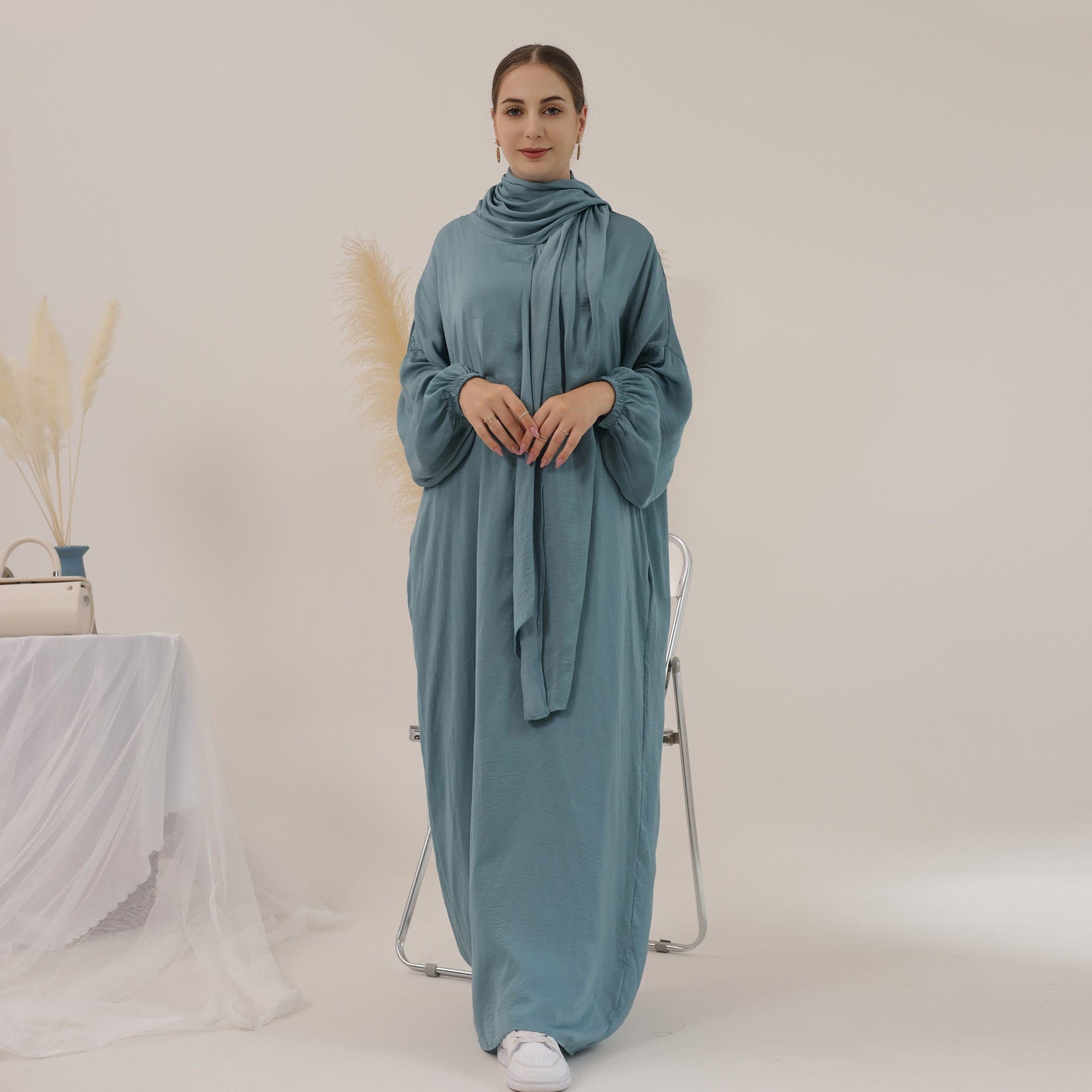1626#Women Muslim Dress Hoodie Modest Abaya with Attached Hijab