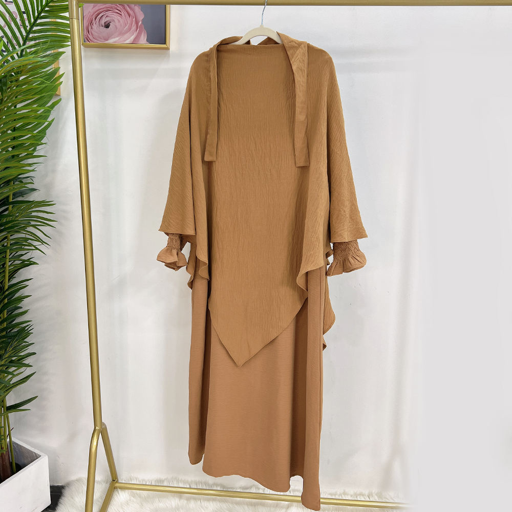 1616+1908#Drop Shipping Muslim Clothing 2 Layer Khimar  2pc EID Jilbab_ Abaya