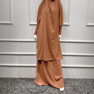 1459#Arabic Abaya Muslim Dresses dubai 2 piece set Nida Prayer Abaya