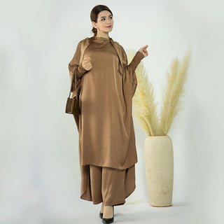 1572#Ladies Ramadan Islamic Clothing Top and Pants Abaya Set