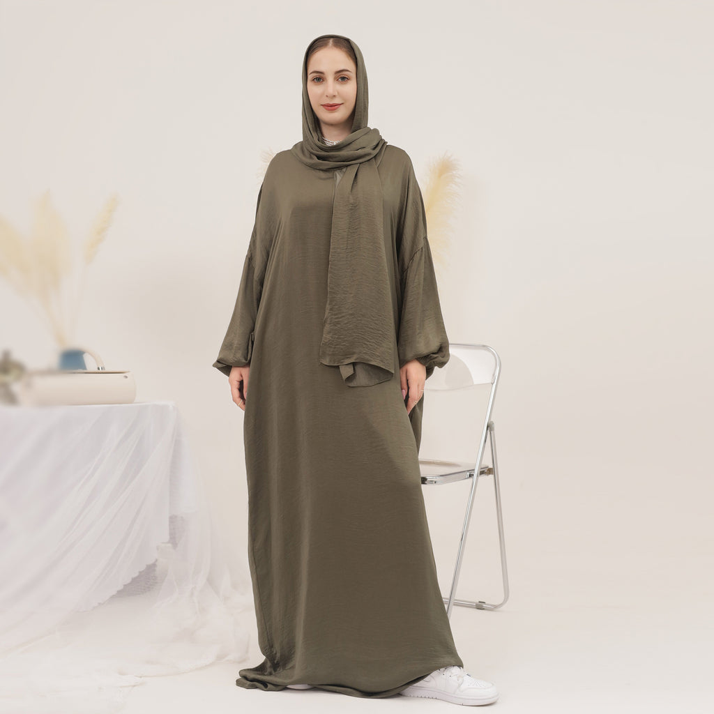 1626#Women Muslim Dress Hoodie Modest Abaya with Attached Hijab