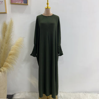 1616#2023 Islamic Clothing Closed Abaya Dresses for Muslim with Zipper in Front