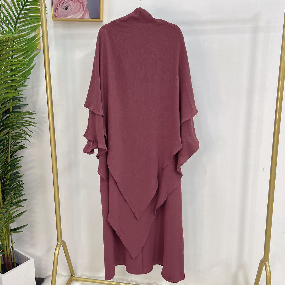 1616+1908#Drop Shipping Muslim Clothing 2 Layer Khimar  2pc EID Jilbab_ Abaya