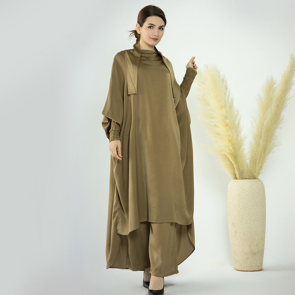 1572#Ladies Ramadan Islamic Clothing Two-Pieces Top and Pants Set