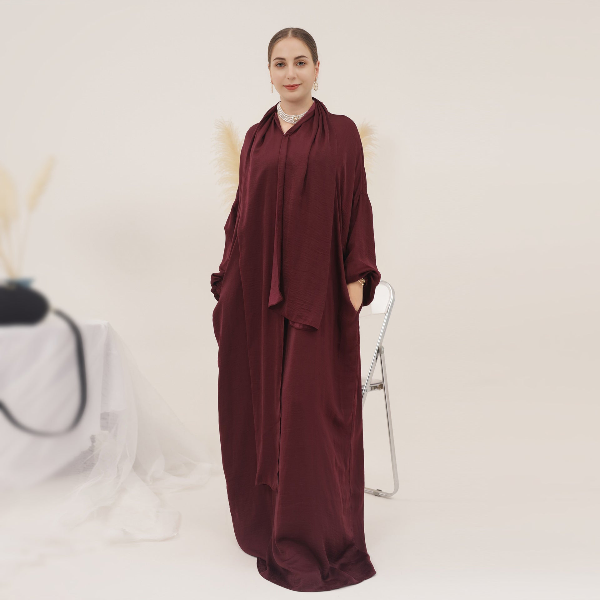 1626#Women Muslim Dress Hoodie Modest Abaya with Attached Hijab