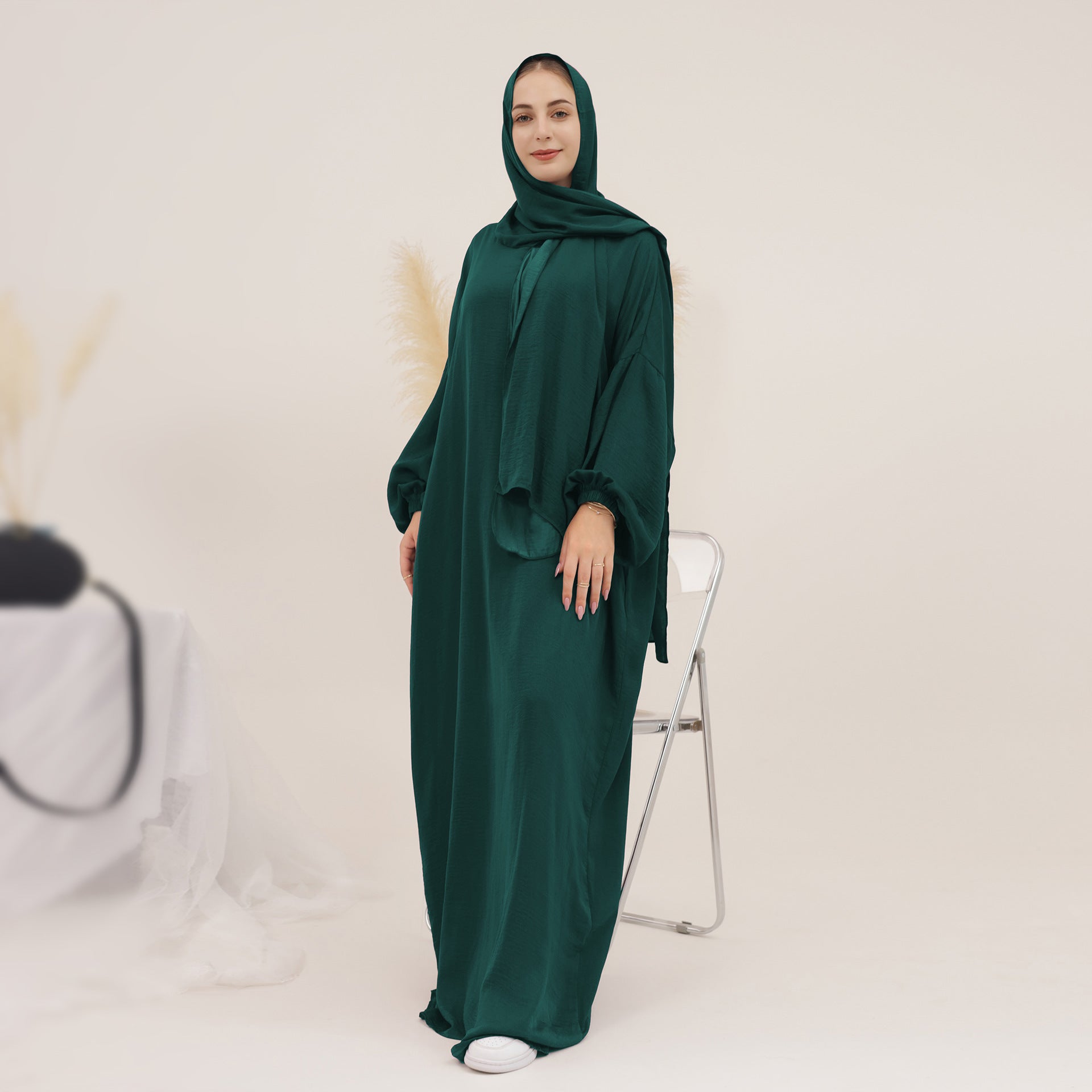 1626#Women Muslim Dress Hoodie Modest Abaya with Attached Hijab