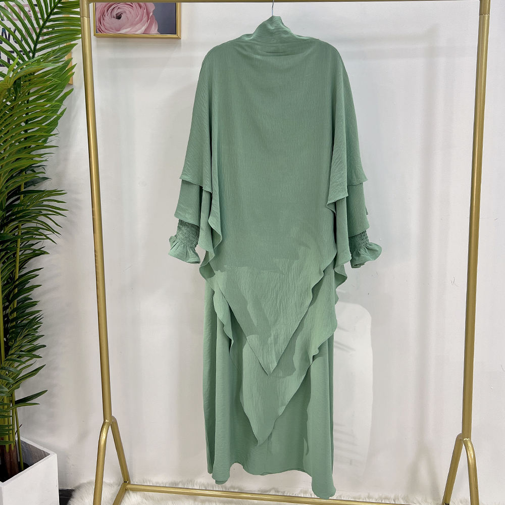 1616+1908#Drop Shipping Muslim Clothing 2 Layer Khimar  2pc EID Jilbab_ Abaya