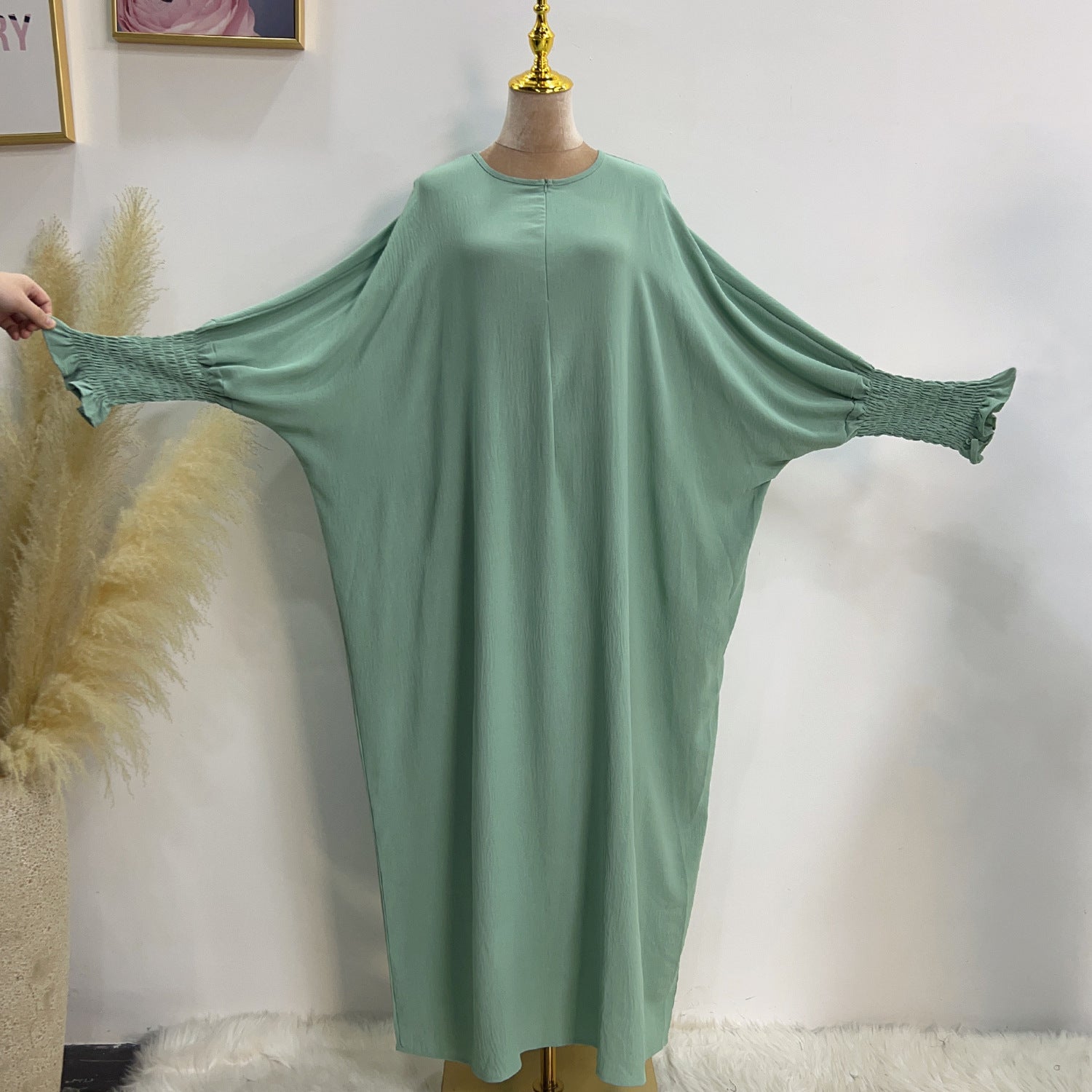 1616#2023 Islamic Clothing Closed Abaya Dresses for Muslim with Zipper in Front