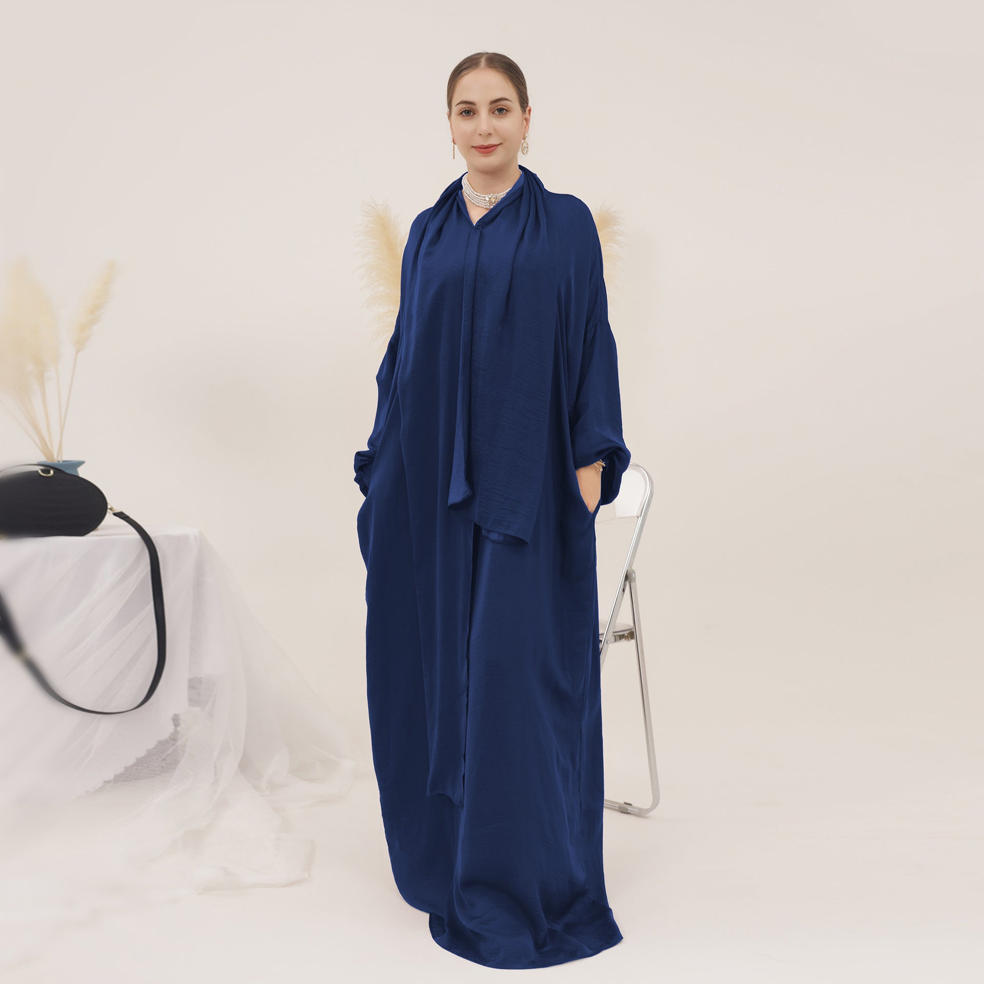1626#Women Muslim Dress Hoodie Modest Abaya with Attached Hijab