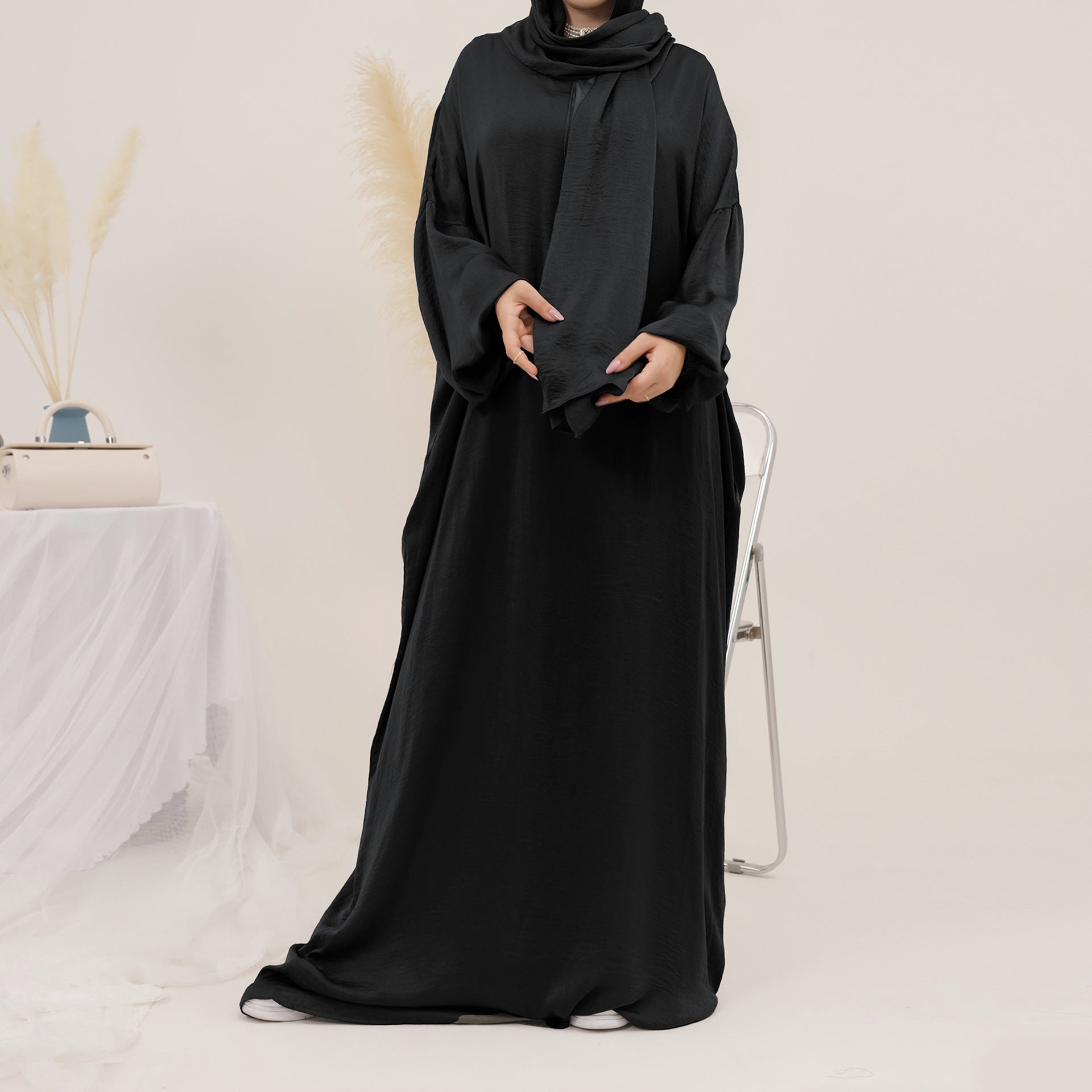 1626#Women Muslim Dress Hoodie Modest Abaya with Attached Hijab