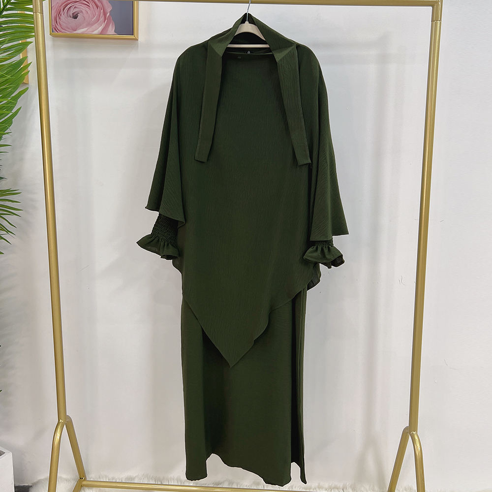 1616+1908#Drop Shipping Muslim Clothing 2 Layer Khimar  2pc EID Jilbab_ Abaya