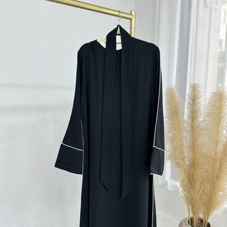 1882#Simple Plain Modest Islamic Clothing Daily Wear Crepe Abaya Women Muslim Dress With Belt