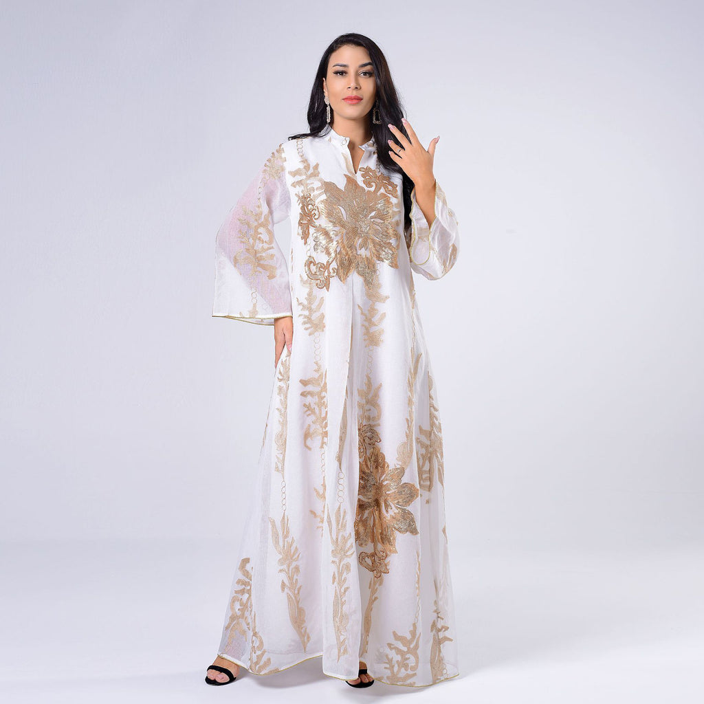 AB056# New burnt flower sequin dress light luxury ladies party dress Muslim abaya women's clothing