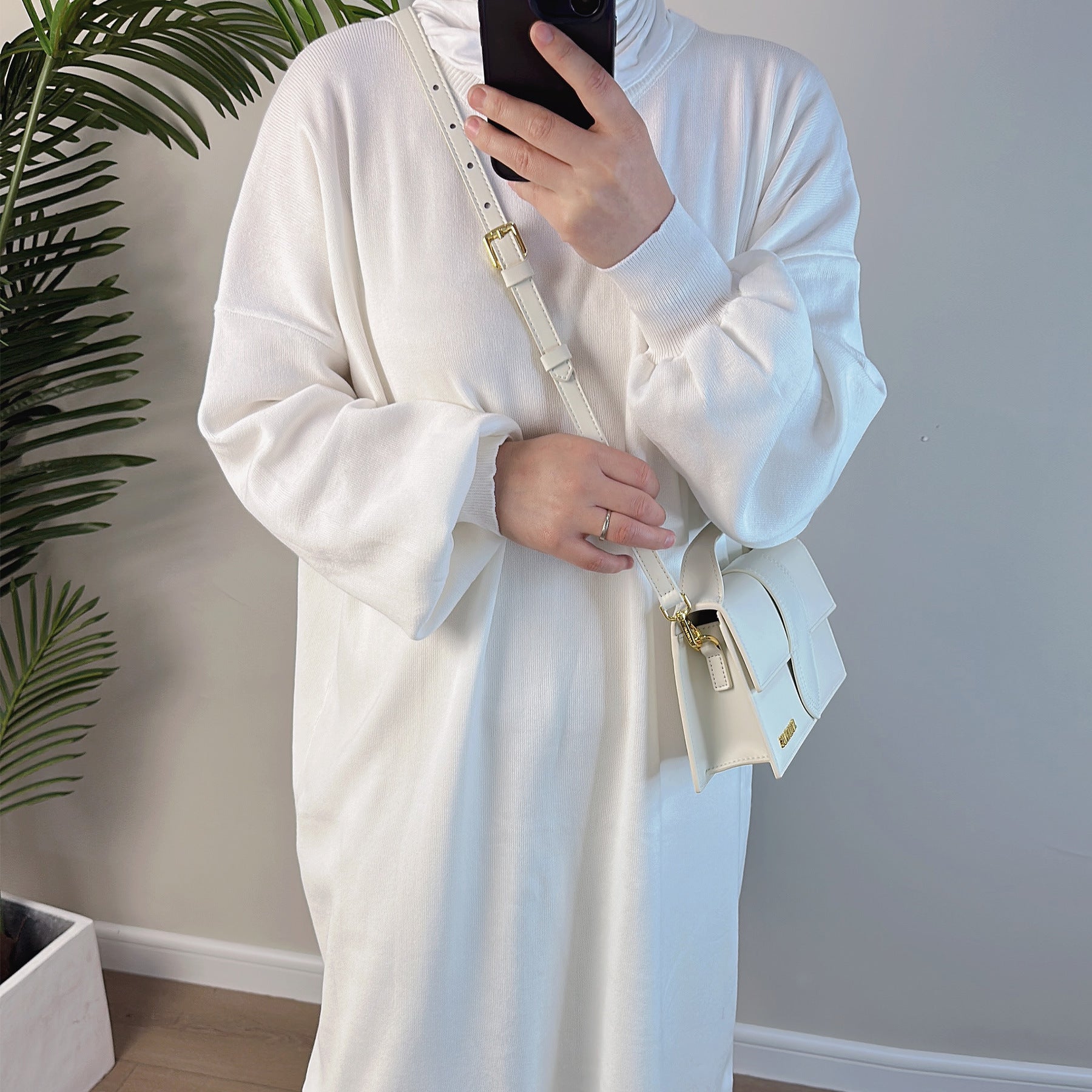 1683#New Style Knit Fabric Top and Pants 2 Piece Muslim Clothing Winter Abaya Set