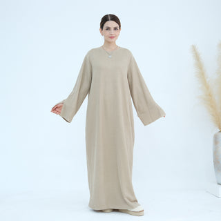 1912#Knit Fabric Latest Winter Women Muslim Dress Islamic Clothing Women Modest Dresses Abaya