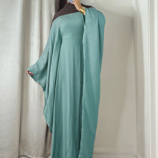 1695# Dubai  Abaya Muslim Women's Dresses With Inside Tie Belt Silk Dress