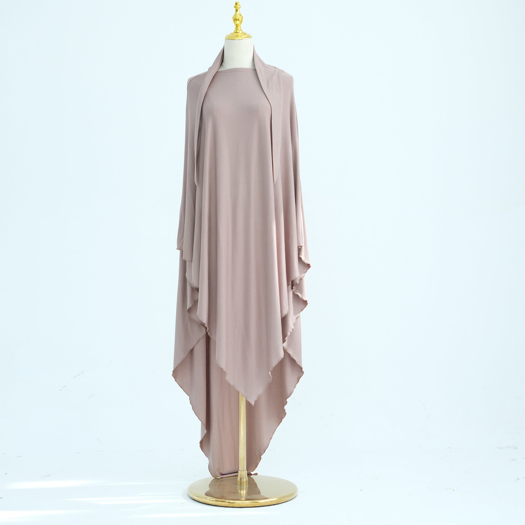 HJ934#EID Ramadan Muslim Women Prayer Long Premium Cotton Jersey stretchy Breathable One Layer Hijab Khimar