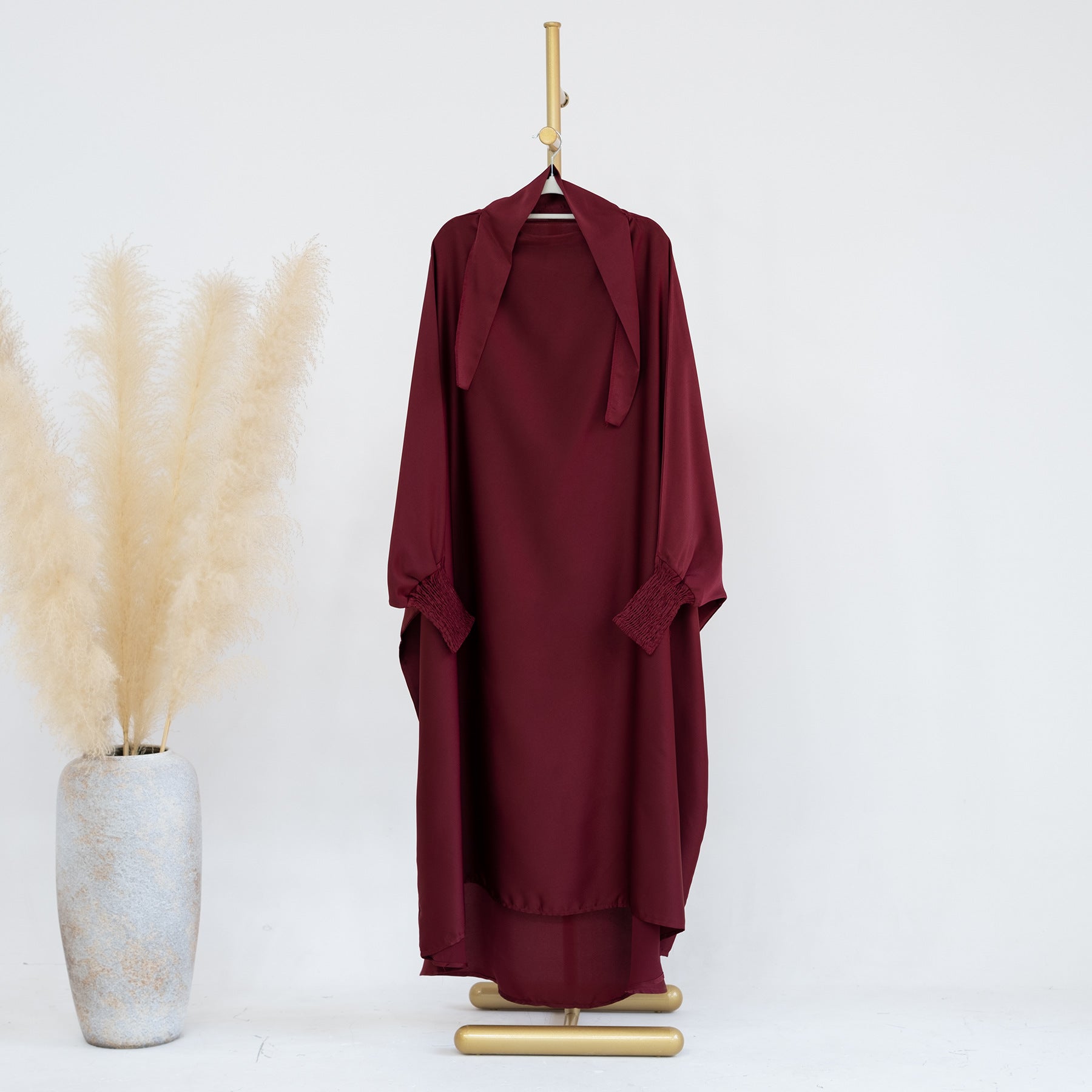 1662#Islamic Clothing Satin Plain Prayer Abaya Jilbab Abaya Muslim Dress For Kids