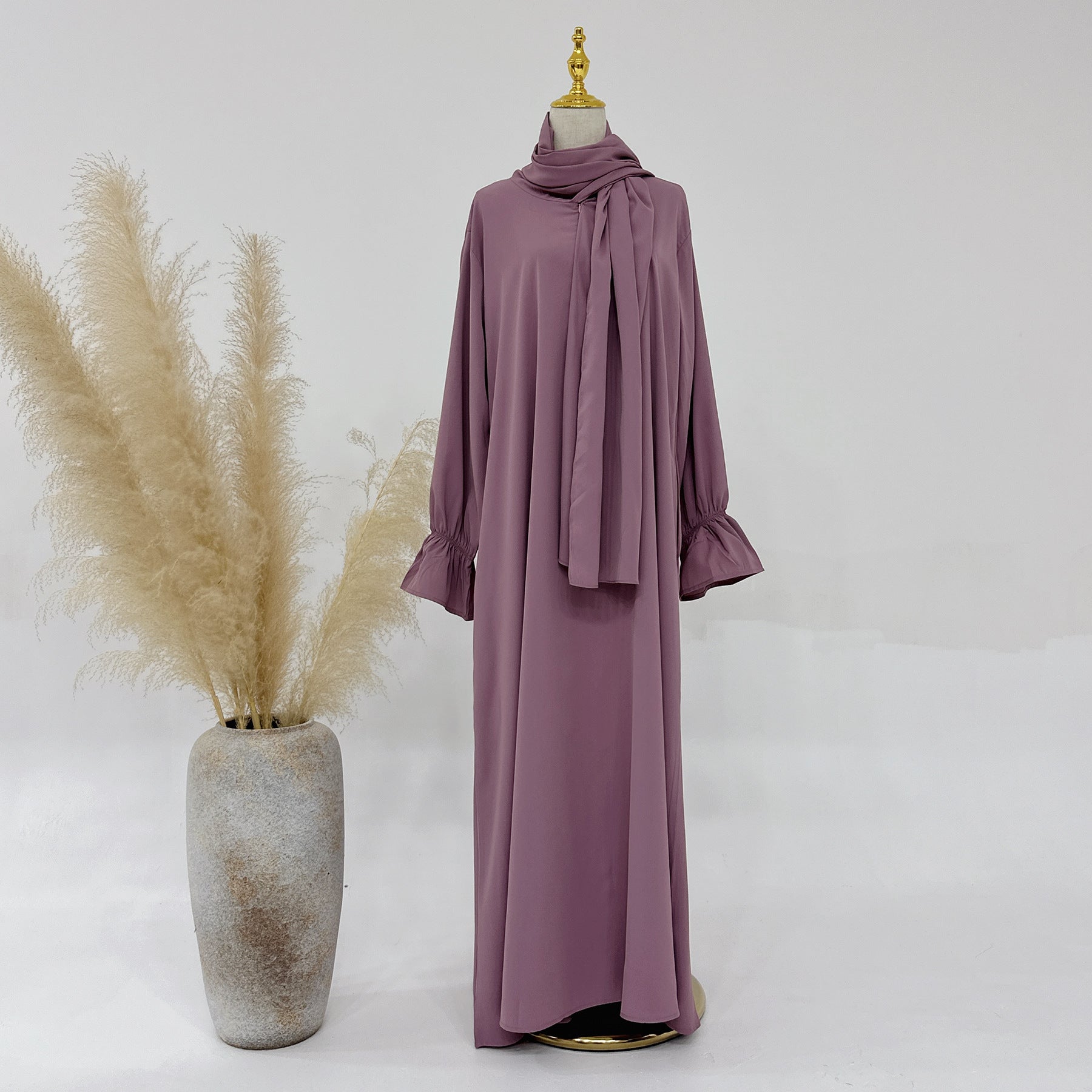 1714#Nida Ruffle Style One Piece Jilbab Abaya Women muslim dress