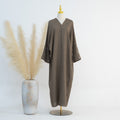 1664#New Arrival EID Linen Islamic Clothing Musulmane Moon Embroidery Women Kimono Cardigan Abaya