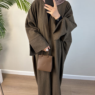 1672#New Autumn Thick Glitter Kimono Abaya Turkey Style Muslim Clothing