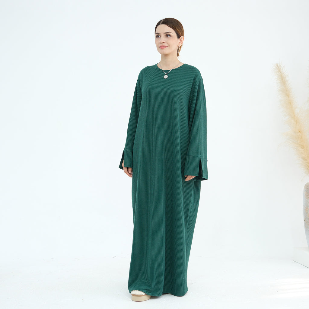 1912#Knit Fabric Latest Winter Women Muslim Dress Islamic Clothing Women Modest Dresses Abaya