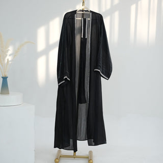 1699#2024 New Abaya Set Shinny Polyester Glitter Dubai Abaya Modest Kimono