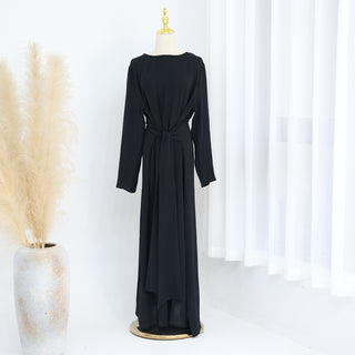 1822#New Arrival Modest Apparel Tie Front Waist Dresses Jazz Maxi Dress Fashion Abaya Women Muslim Dress