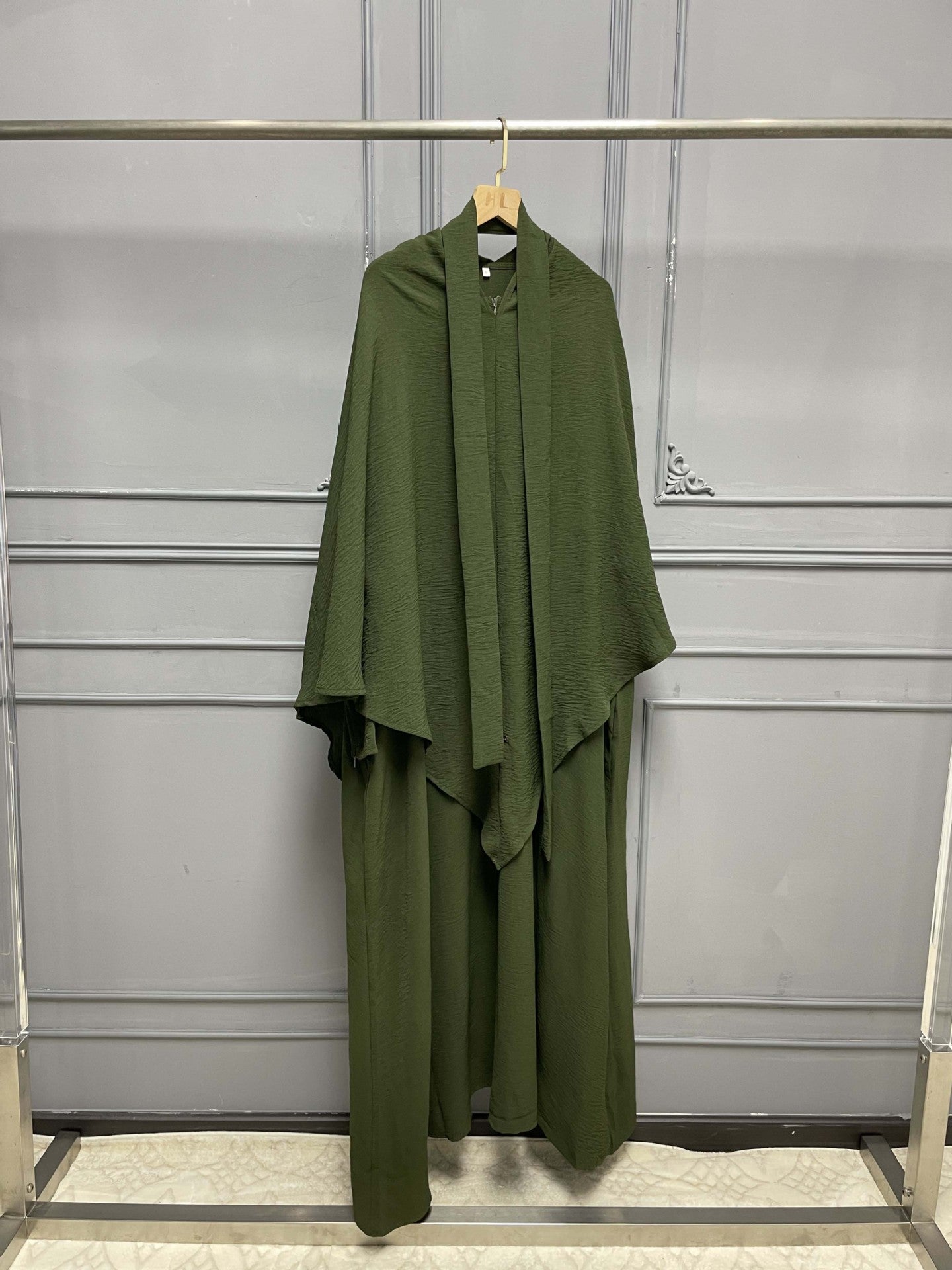 1008#Modest khimar hijab abaya 2 pcs crepe sets Jilbab_ prayer abayas