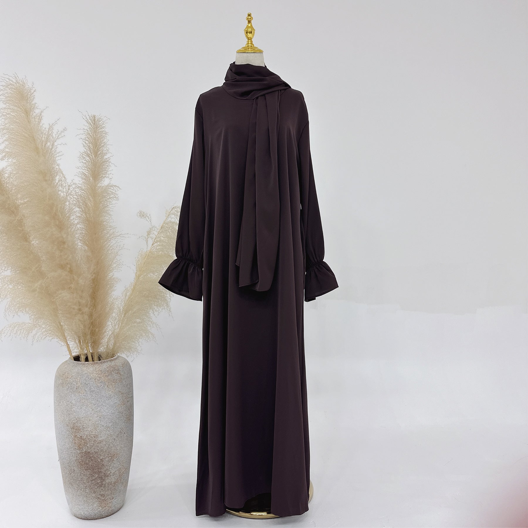 1714#Nida Ruffle Style One Piece Jilbab Abaya Women muslim dress